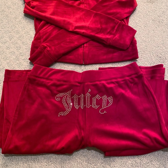 NWT Set Juicy Couture OG Bling Red Velour Jumpsuit - Picture 4 of 5